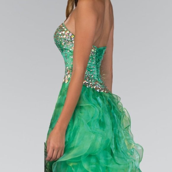 NEW LONG SLEEVELESS OFF SHOULDER SLEEVELESS BALL GOWN WITH LACE UP BACK GL1098 - Picture 9 of 10